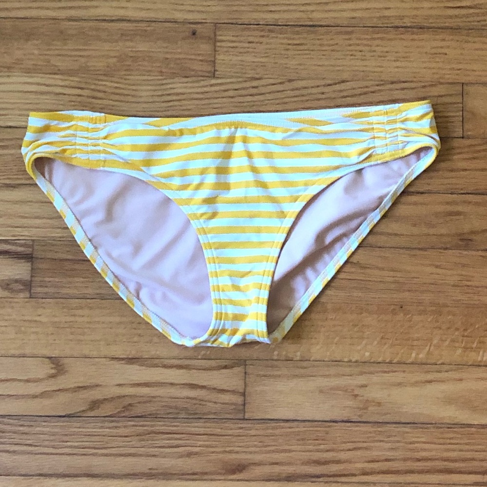 Lands’ End Yellow and White Striped Bikini Bottom. EUC Size 12